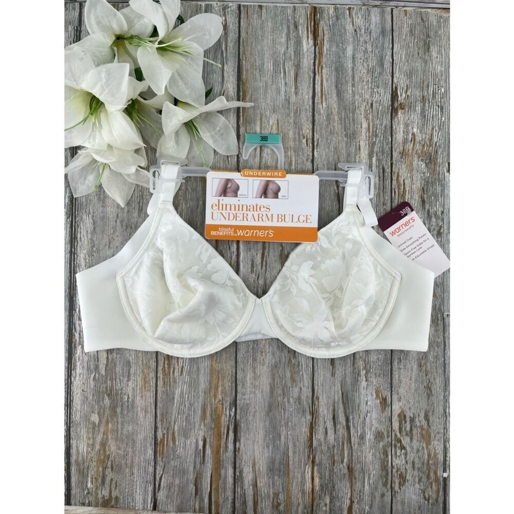 Women's Side & Underarm Smoothing Lace Unlined Bra Size 38B